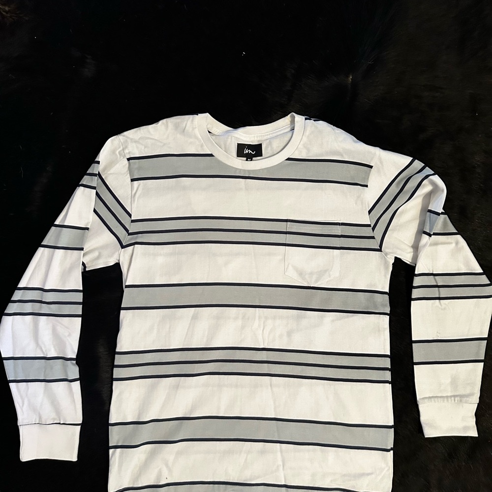 Urban Outfitters Men's Long Sleeve Shirt - White and Black Stripes